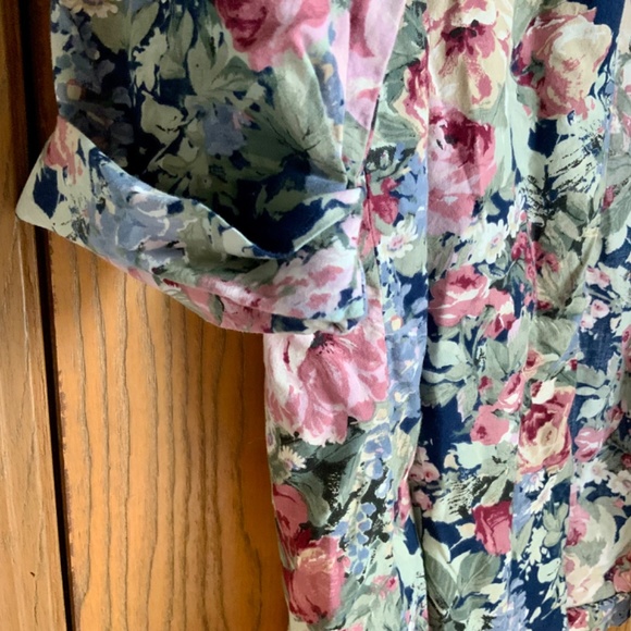 VINTAGE MERYL FASHIONS LTD FLORAL OPEN FRONT CUFFED 3/4 SLEEVE BLAZER JACKET 10 - Picture 4 of 5